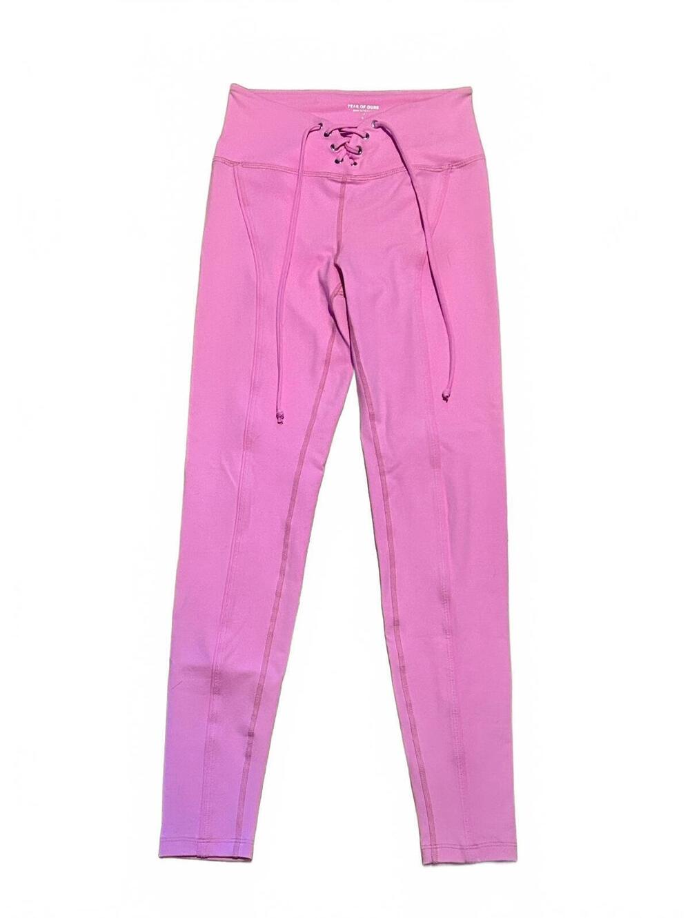 Year of Ours Pink Lace-Up High Waist Leggings Size S